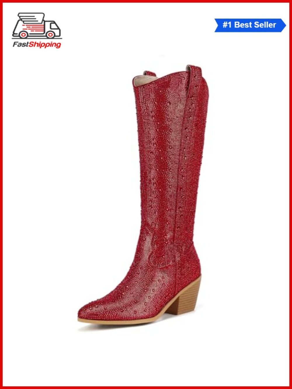 ✨ IDIFU Women's Cowboy Knee High Western Boots Pointed Toe Block Heel
